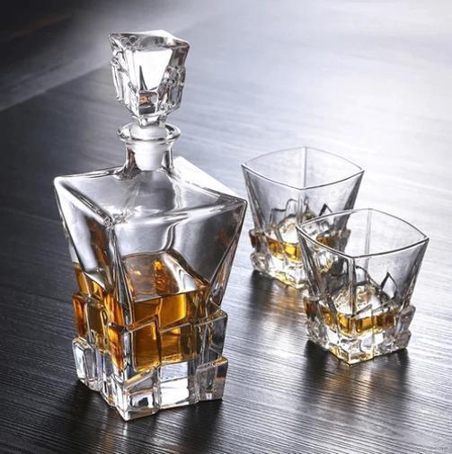 Imagem de Garrafa Decanter Whisky Vidro Licor 800Ml +6 Copos Superluxo