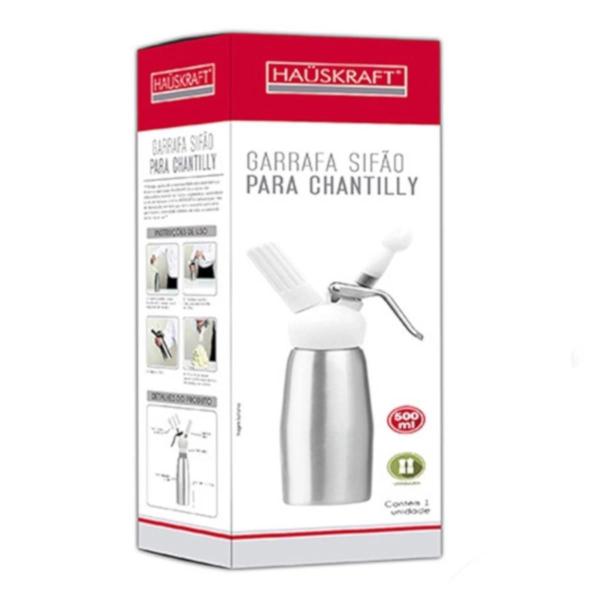 Garrafa Dispenser Chantilly Sifão Inox 500Ml Cápsula Gás No2 - Hauskraft Imagem de Garrafa Dispenser Chantilly Sifão Inox 500Ml Cápsula Gás No2