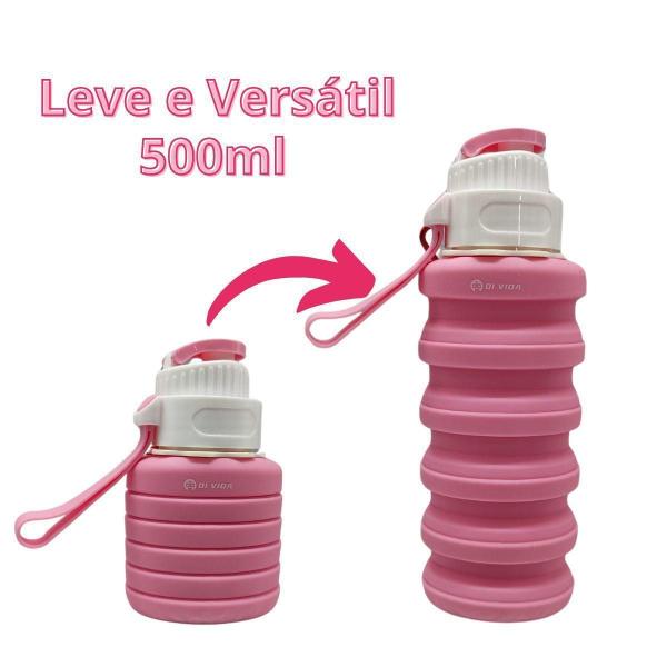 Imagem de Garrafa Dobrável Silicone Fácil De Carregar 500Ml - Rosa