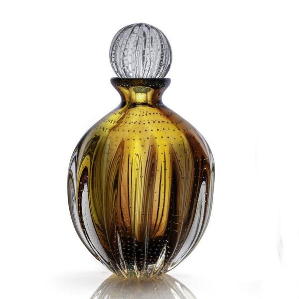 Garrafa Em Cristal Murano Âmbar E Lilás São Marcos Imagem de Garrafa Em Cristal Murano Âmbar E Lilás São Marcos