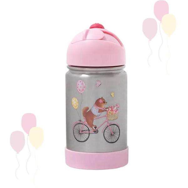 Imagem de Garrafa Flip Térmica Infantil Criança 350ml c/Alça Silicone