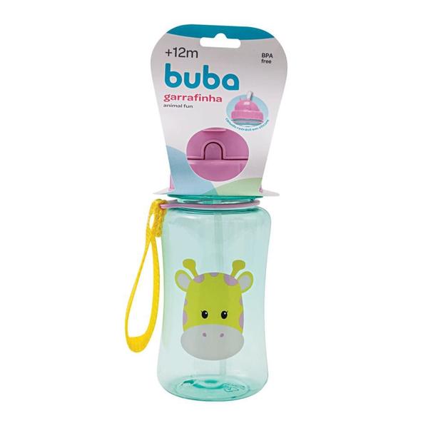 Imagem de Garrafa Garrafinha Squeeze com canudo Buba  350ml Girafa