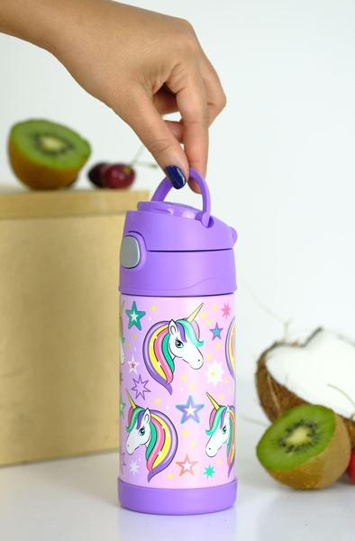 Imagem de Garrafa Garrafinha Térmica Infantil Thermos 355Ml Unicórnio