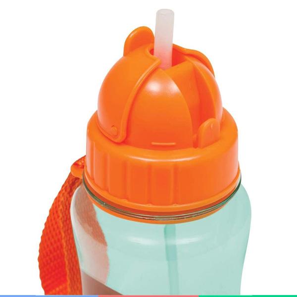 Imagem de Garrafa Infantil 400ml Com Canudo de Silicone Para Bebê 12+ Meses Animal Fun Macaco Buba