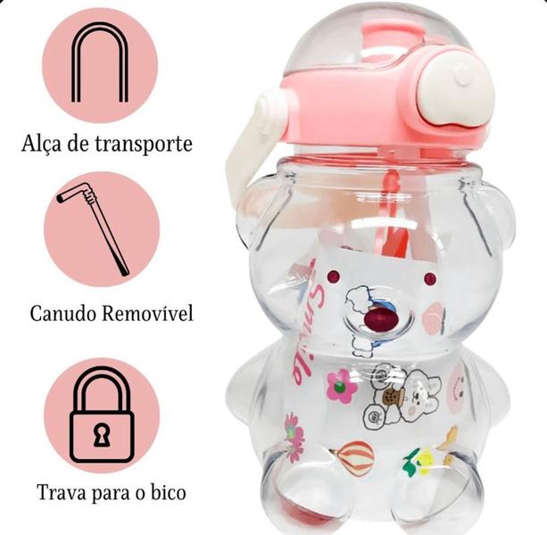 Imagem de Garrafa infantil alça canudo silicone modelo ursinho 1 litro