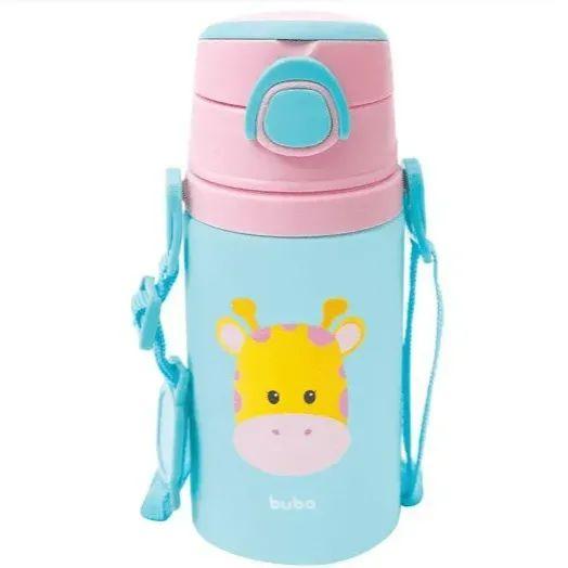 Imagem de Garrafa Infantil Em Aluminio Com Canudo 450ml Girafa Buba