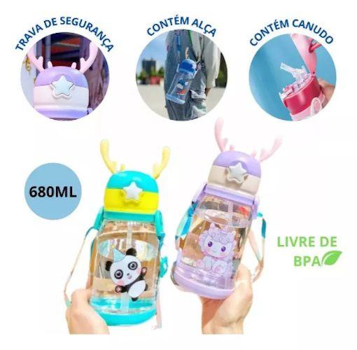 Imagem de Garrafa infantil para Agua ,escola, Dinosauro Chifrinho 600 ML