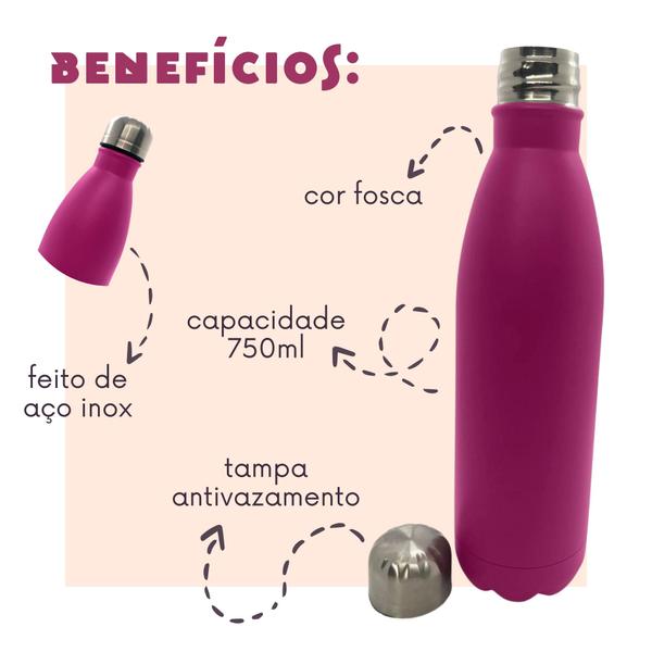 Imagem de Garrafa Inox 750ml Academia Caminhada Squeeze Diversas Cores