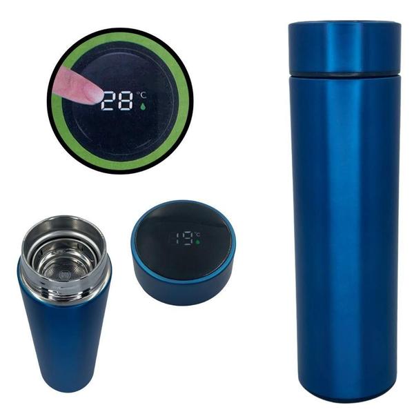 Imagem de Garrafa Isotérmica Azul Inox 500ml com Visor Touch de Led