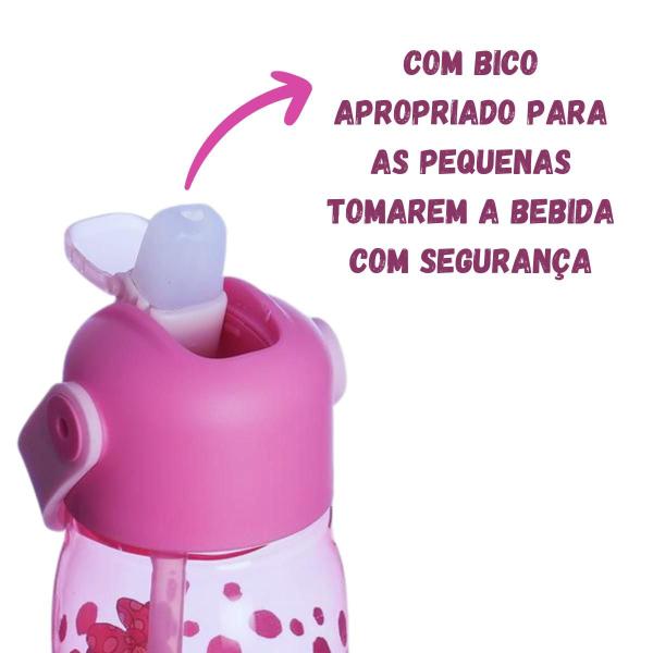 Imagem de Garrafa Minnie Bico Alça Transição Água Suco Chá Infantil Menina Criança 400ml Disney