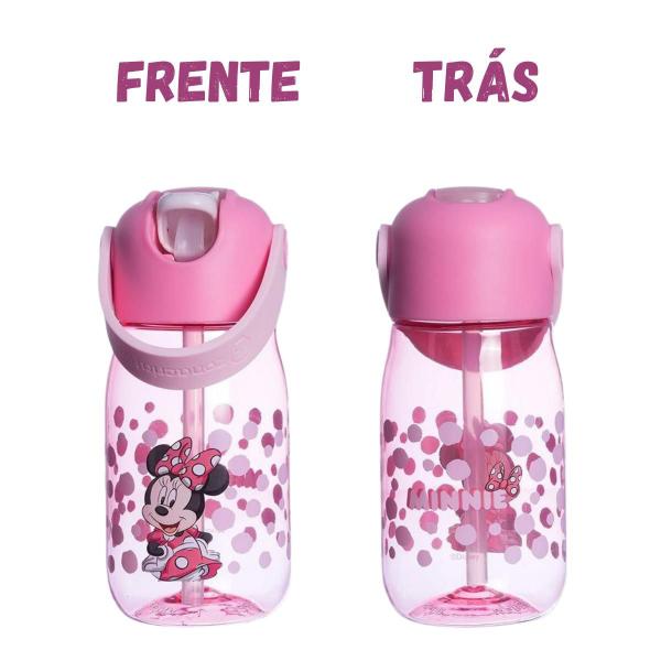 Imagem de Garrafa Minnie Bico Alça Transição Água Suco Chá Infantil Menina Criança 400ml Disney