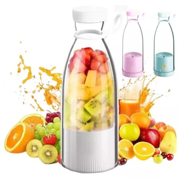 Garrafa Mixer Portátil Mini Juicer Smoothie Recarregável 420 ml Whey Suco Shakeira Academia USB - TOP CASA Imagem de Garrafa Mixer Portátil Mini Juicer Smoothie Recarregável 420 ml Whey Suco Shakeira Academia USB