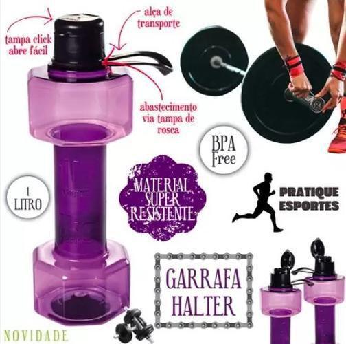 Imagem de Garrafa Plástica De Academia Halter Fitness 1 Litro Com Alça