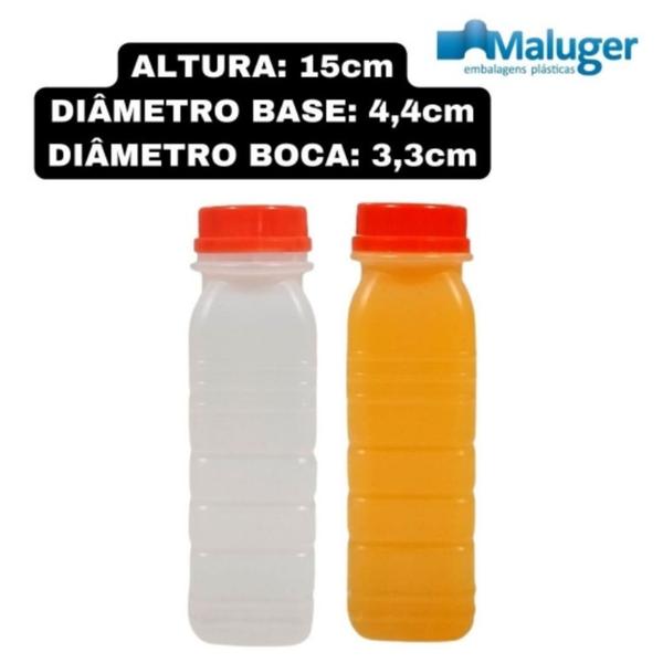 Imagem de Garrafa Plástica Descartável Leitosa com Tampa Lacre Laranja - 200ml - pct 50 Unidades