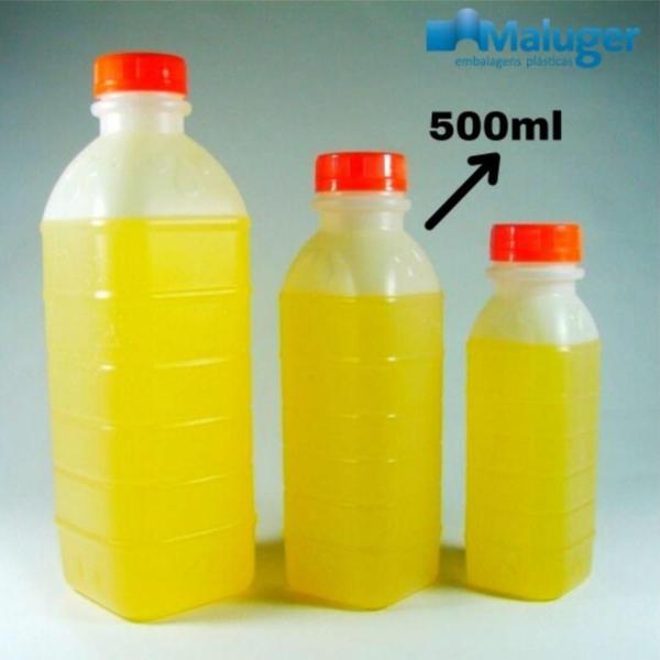 Imagem de Garrafa Plástica Descartável Leitosa com Tampa Lacre Laranja - 500ml - FD 100 Unidades