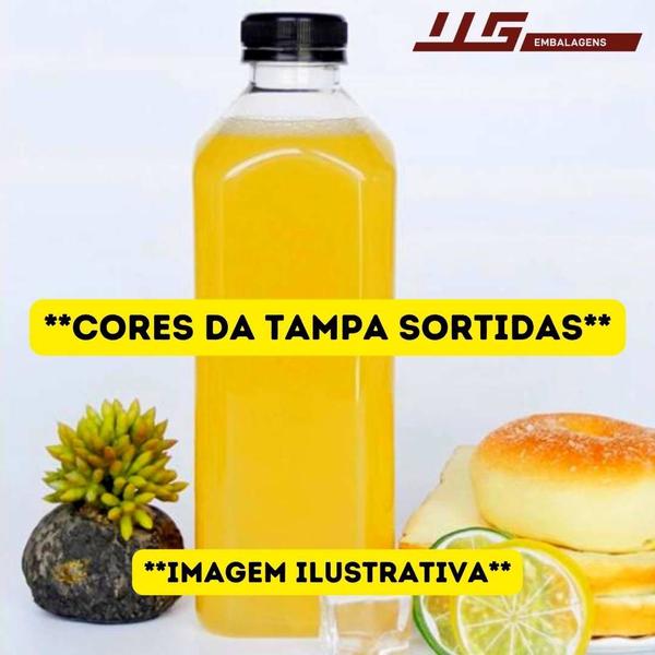 Imagem de Garrafa Plástica Descartável Transparente com Tampa Preta/Color Usicomp - 1000ml 1 Litro 1L - pct 10 Unidades