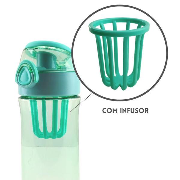 Imagem de Garrafa Plástica Squeeze 500ml Infusor Trava Fitness Vedação