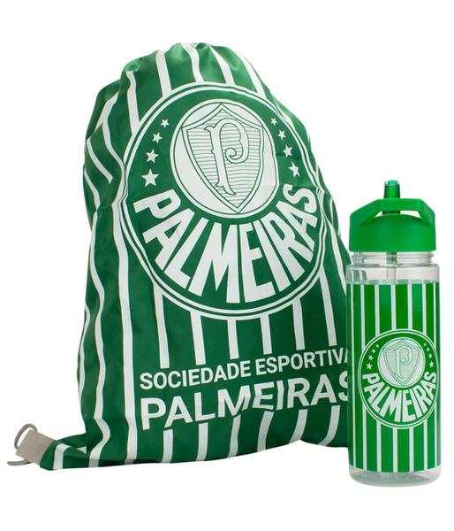 Imagem de Garrafa Plástico 450ml Com Mochila Tipo saco - Palmeiras