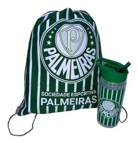 Imagem de Garrafa Plástico 450ml Com Mochila Tipo Saco Palmeiras