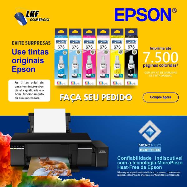 Imagem de Garrafa Refil de Tinta Ciano Claro T673520 Original Epson P/ Impressoras L800 L805 L810 L850 L1800