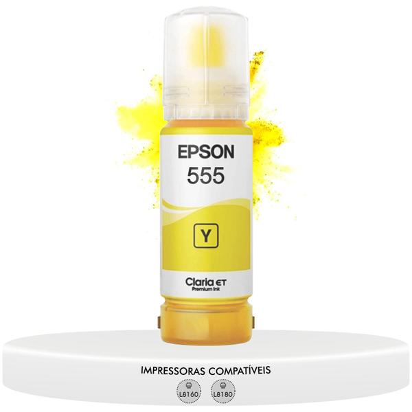 Imagem de Garrafa Refil De Tinta Original Epson Amarelo T555 Ecotank T555420 Compatível L8160 L8180