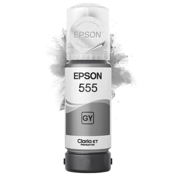 Imagem de Garrafa Refil De Tinta Original Epson Cinza T555 Ecotank T555520 Compatível L8160 L8180