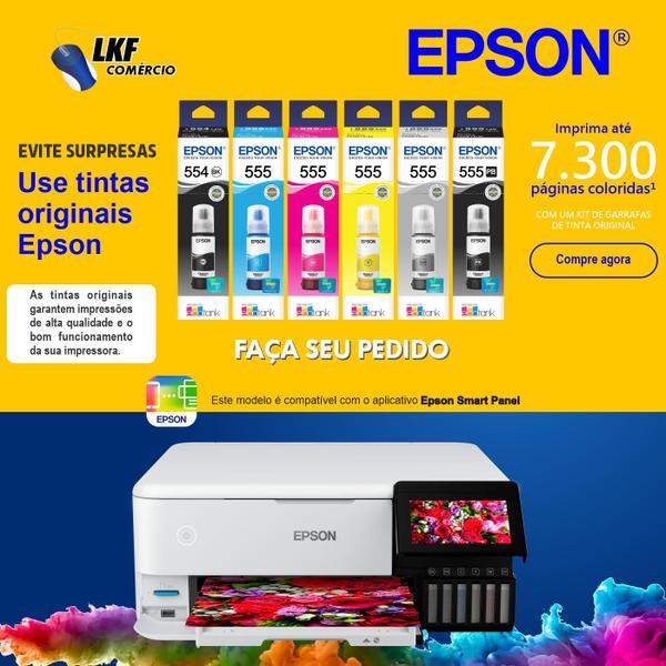 Imagem de Garrafa Refil De Tinta Original Epson Magenta T555 Ecotank T555320 Compatível L8160 L8180