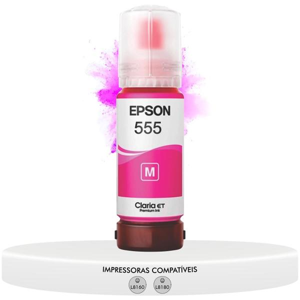 Imagem de Garrafa Refil De Tinta Original Epson Magenta T555 Ecotank T555320 Compatível L8160 L8180