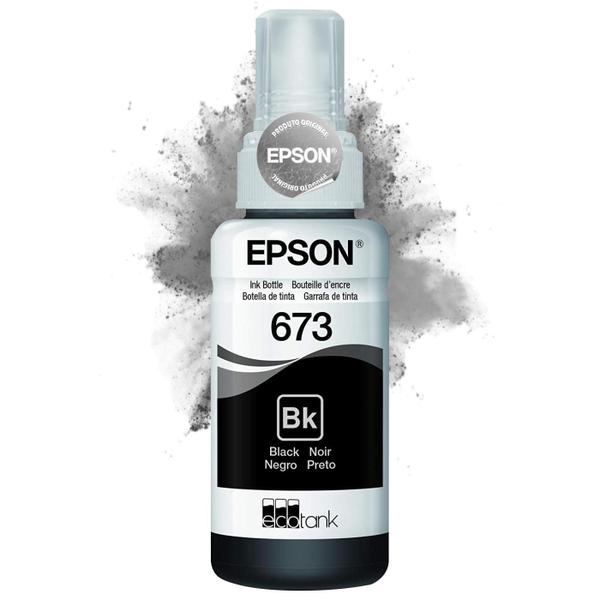 Imagem de Garrafa Refil Tinta Preta T673120 Original Epson Compatível com Impressoras L800 L805 L810 L850 L1800