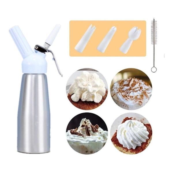 Imagem de Garrafa Sifão 500ml 3 Bicos Inox Drinks Chantilly Creme Cream