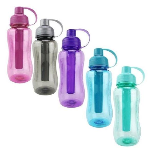 Imagem de Garrafa Squeeze 600ml Resistente com Tampa e Porta Gelo