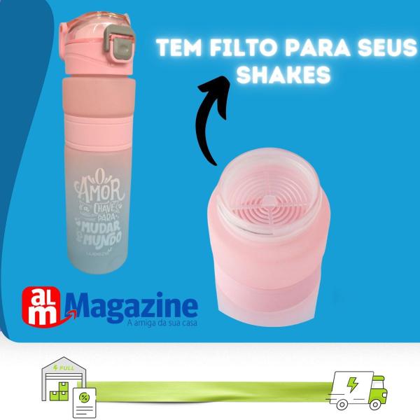 Imagem de Garrafa Squeeze 800ml Com Pegador E Filtro Shake Academdia CB3104