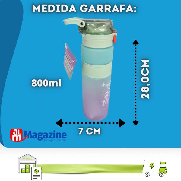 Imagem de Garrafa Squeeze 800ml Com Pegador E Filtro Shake Academdia CB3104