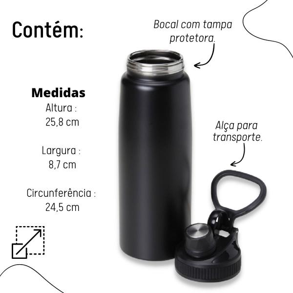 Imagem de Garrafa Squeeze Aço Inox Fitness Água Academia Esporte 900ml