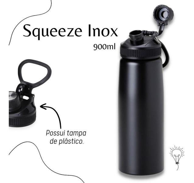 Imagem de Garrafa Squeeze Aço Inox Fitness Água Academia Esporte 900ml - Verde