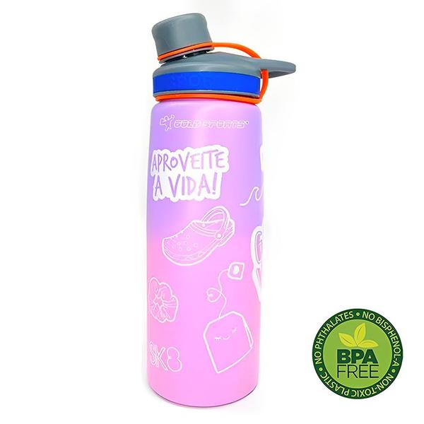 Imagem de Garrafa Squeeze Aço Inoxidável Gold Sports Good Happy - 750ml BPA-FREE