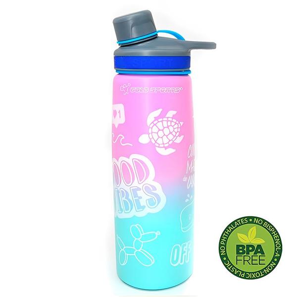 Imagem de Garrafa Squeeze Aço Inoxidável Gold Sports Good Happy - 750ml BPA-FREE