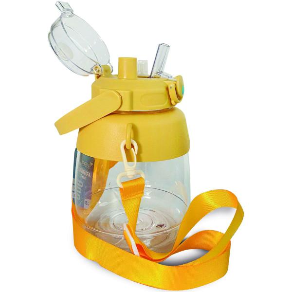 Imagem de Garrafa Squeeze Água 1,3L Amarelo Fitness Academia Spray Canudo Trava