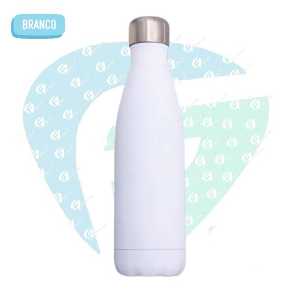 Imagem de Garrafa Squeeze Água 500ml Aço Inox Fitness Academia Branco