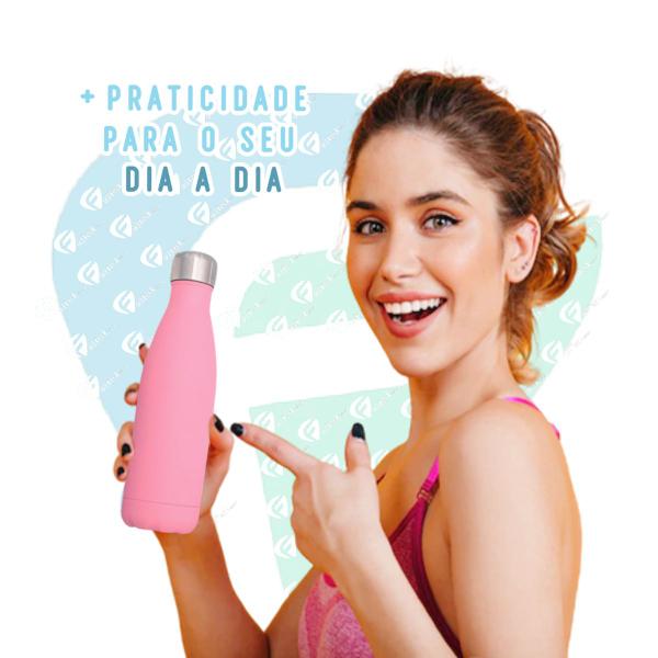 Imagem de Garrafa Squeeze Água Térmico 500ml Aço Inox Fitness Academia