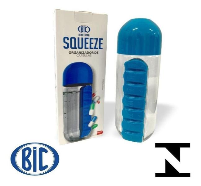 Garrafa Squeeze Com Porta Comprimido Capsulas 600 Ml Bic Imagem de Garrafa Squeeze Com Porta Comprimido Capsulas 600 Ml Bic