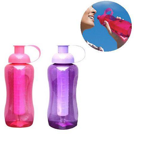 Imagem de Garrafa Squeeze Com Tubo de Gelo 600 Ml Para Uso Geral - 1 Unidade