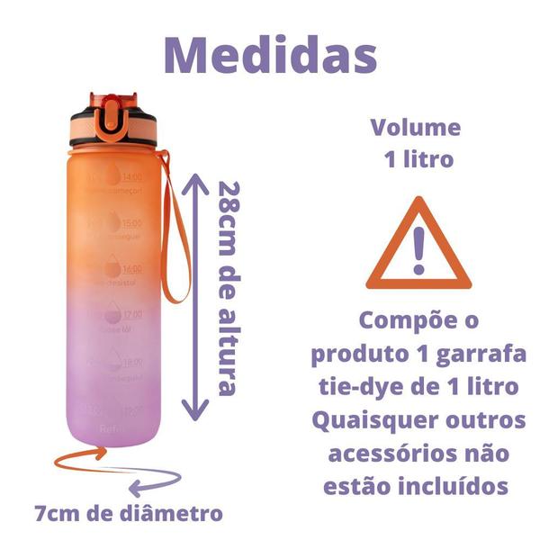 Imagem de Garrafa Squeeze de Água para Academia 1L Fitness Tie-dye