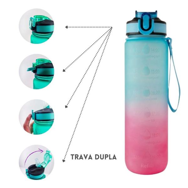 Imagem de Garrafa Squeeze de Água para Academia 1L Fitness Tie-dye