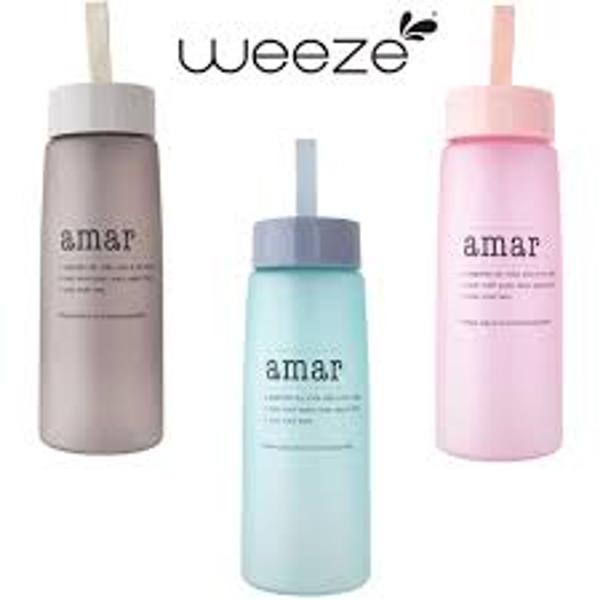 Imagem de Garrafa squeeze de plastico as emborrachado amar com tampa + alca de silicone weeze 500ml