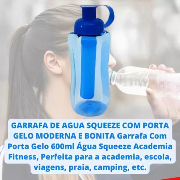 Imagem de Garrafa Squeeze De Plástico C/Tubo De Gelo Rápida Entrega