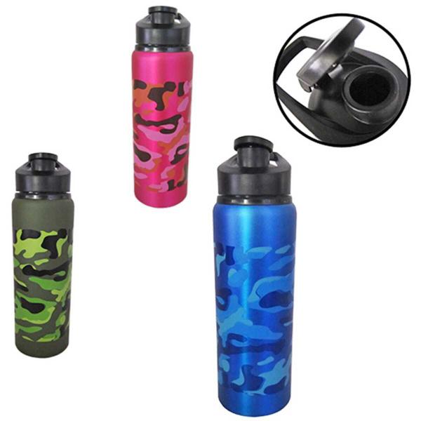 Imagem de Garrafa squeeze esporte aluminio camuflada fosca cores 750ml