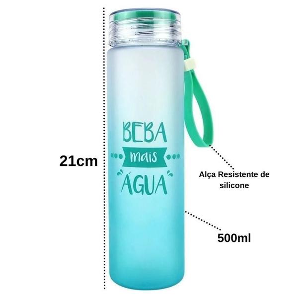 Imagem de Garrafa Squeeze Fosca 500ml com Alça e Frases