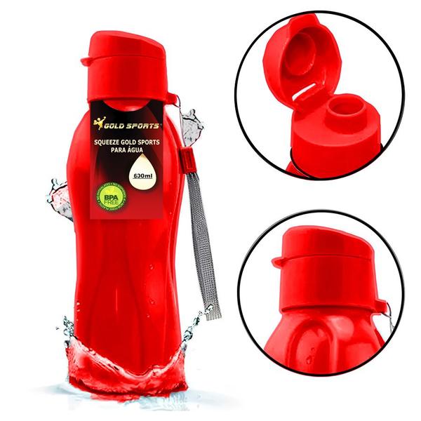 Garrafa Squeeze Gold Sports Resistente - BPA FREE 600ml Imagem de Garrafa Squeeze Gold Sports Resistente - BPA FREE 600ml