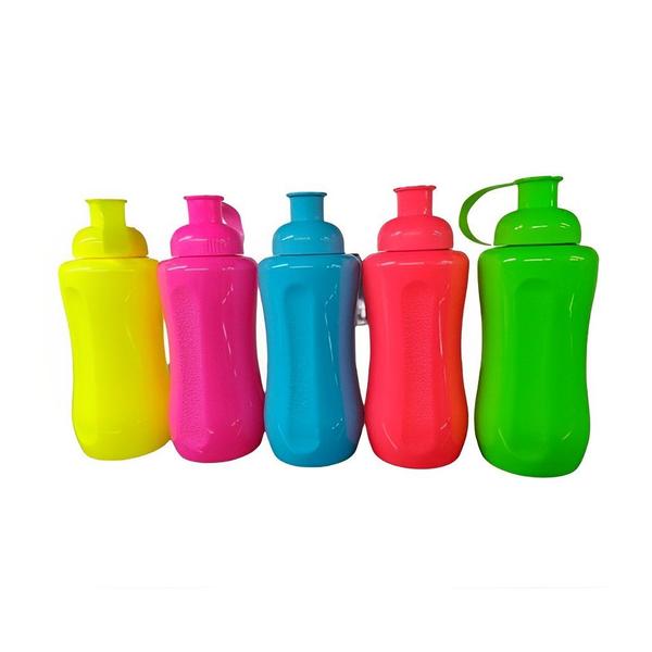 Imagem de Garrafa Squeeze Neon 600ml Sortidas Garrafinhas De Água Sem Tubo De Gelo 1 Unidade